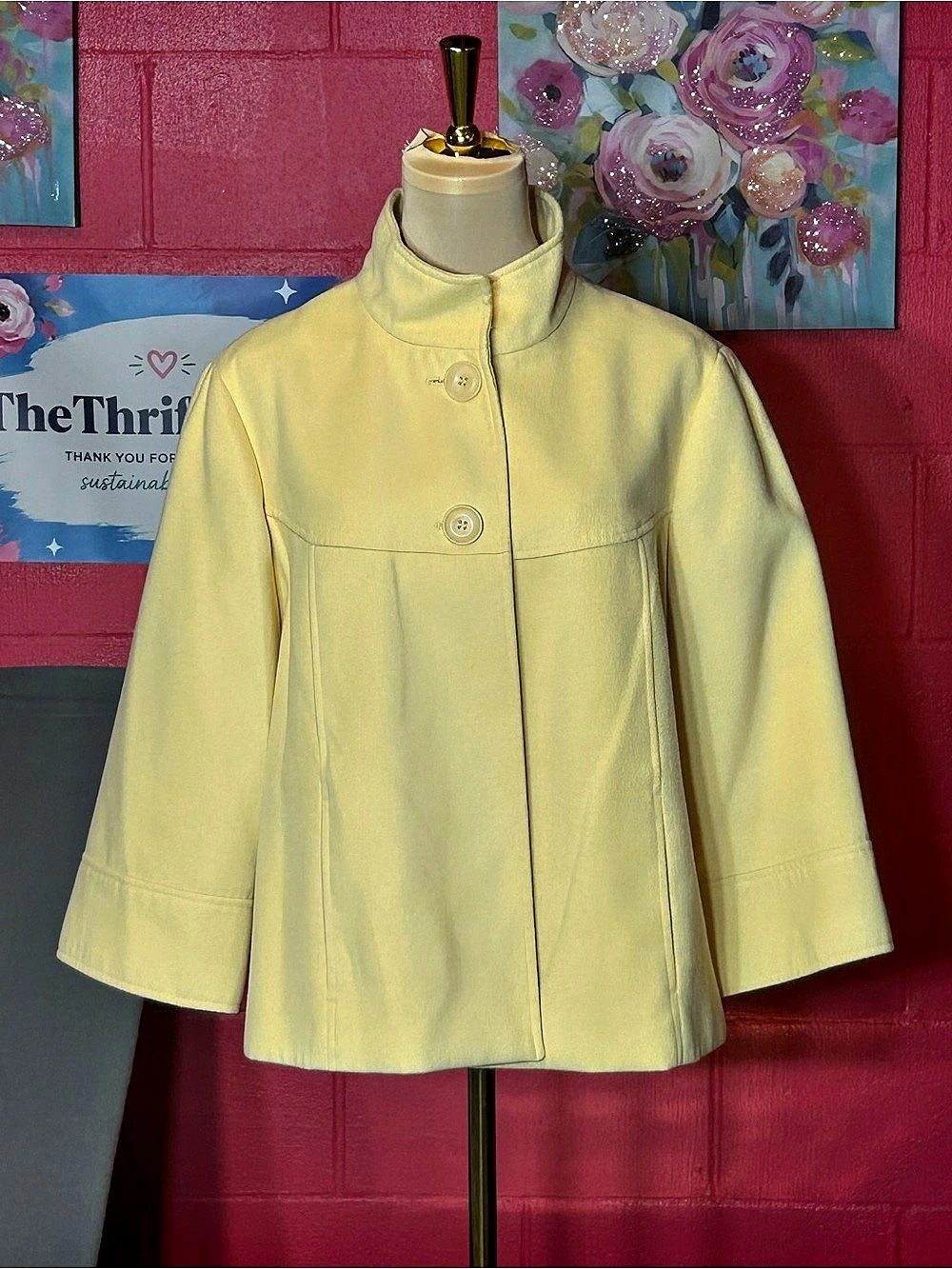 Chico's Yellow Stand Collar Jacket Size 2 Like New